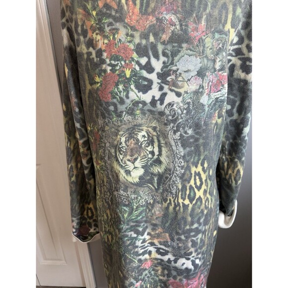 Motive… Womens Knit Blazer Tiger Jungle Multicolor Print Lightweight Jacket Sz L - Picture 5 of 8